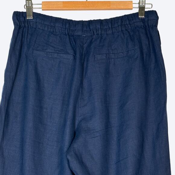 Charter Club 100% Linen Cropped Wide Leg Pants Women's S Lagenlook Resort Navy - Picture 4 of 9
